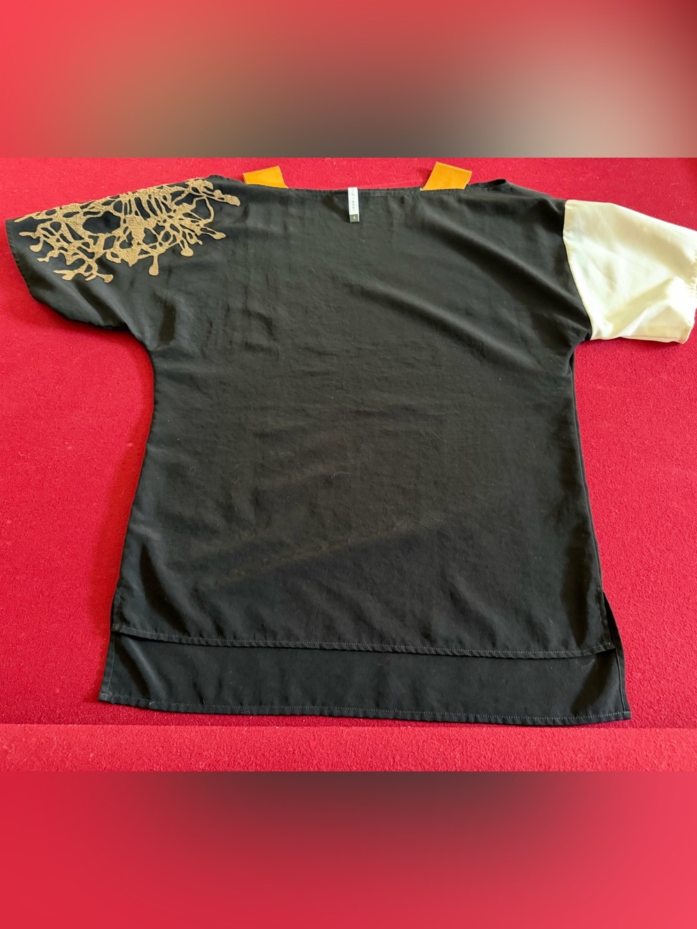 Sachin + Babi Black Short Sleeve Top with Gold Embellishment
